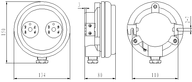 JDJQ-1防爆緊急啟動/停動按鈕外形結構示意圖