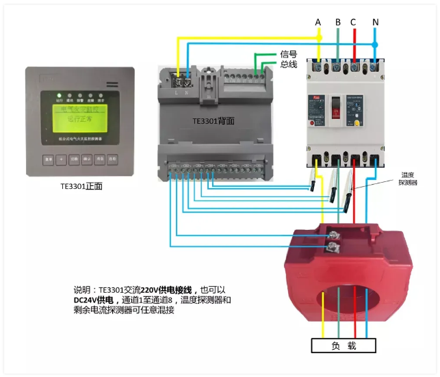 <a href=http://www.xiaofangw.com/dianqihuozai/ target=_blank class=infotextkey>電氣火災(zāi)監(jiān)控</a>系統(tǒng)接線